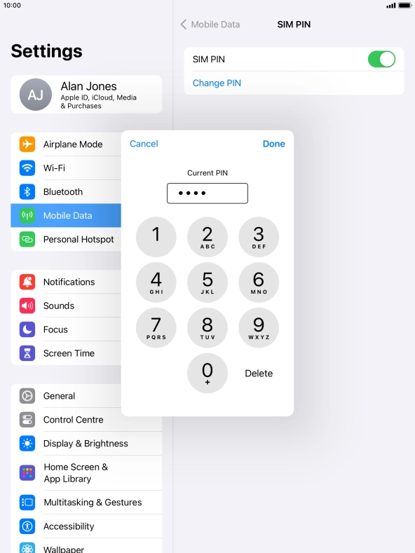 Key in your current PIN and press Done. Key in your current PIN and press Done.