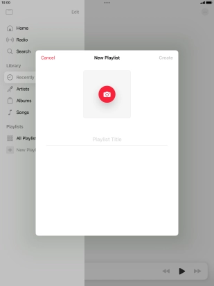 Press the text input field and key in a name for the playlist.