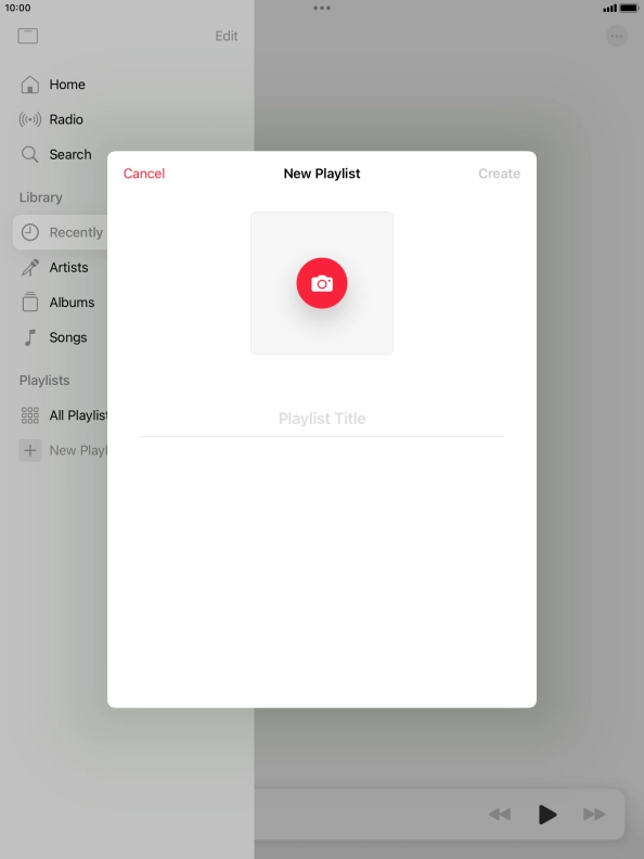 Press the text input field and key in a name for the playlist.