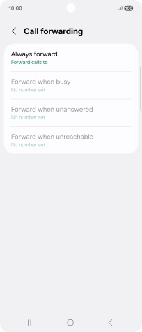 Press the required divert type. Press the required divert type.