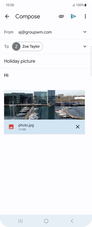 Press the send icon when you've finished your email message. Press the send icon when you've finished your email message.