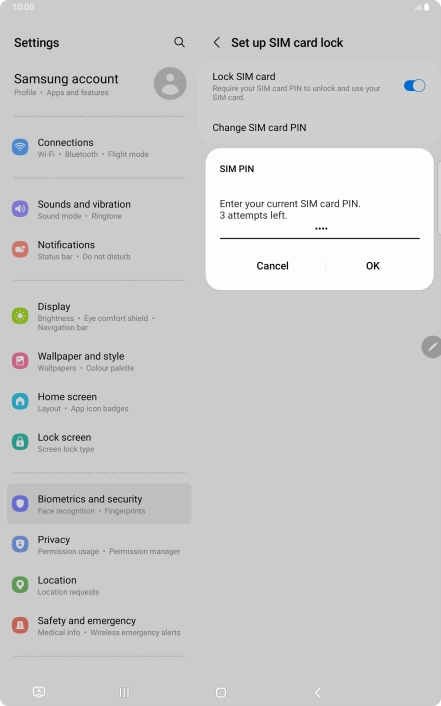 Key in your current PIN and press OK. Key in your current PIN and press OK.