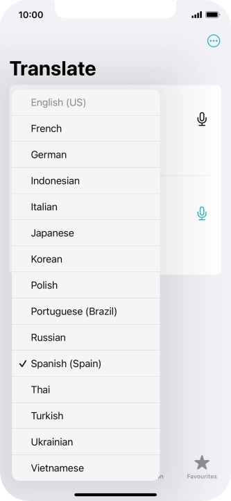 Press the required target language.