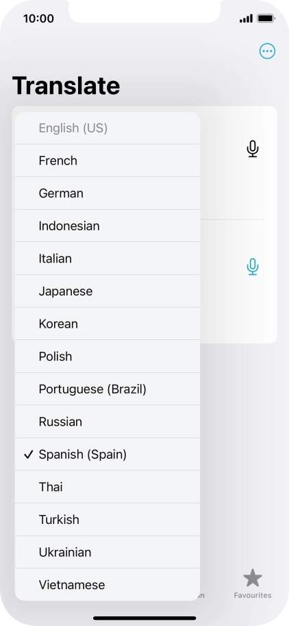 Press the required target language.