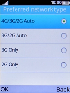 Select the required network mode.