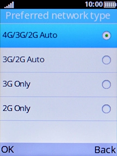 Select the required network mode.