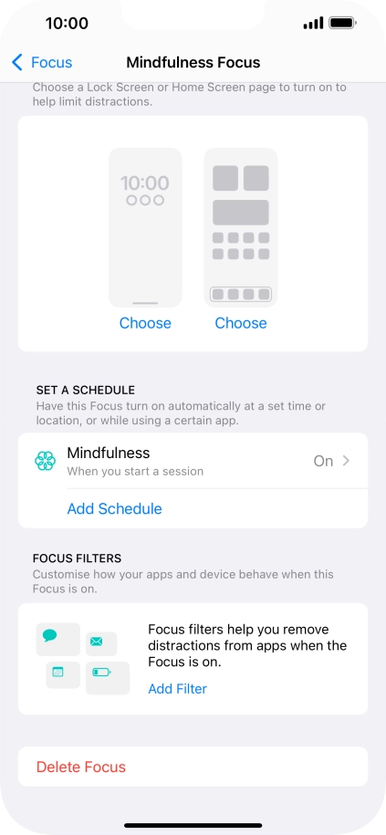 Press the required setting below 