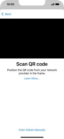 Place the QR code you've received inside the phone camera frame to scan the code. Your eSIM is transferred to your new phone over the internet.