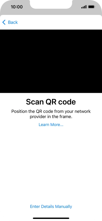 Place the QR code you've received inside the phone camera frame to scan the code. If you’ve deleted your eSIM, you can re-add it using your existing QR code. If you’re having problems, see our FAQ.
