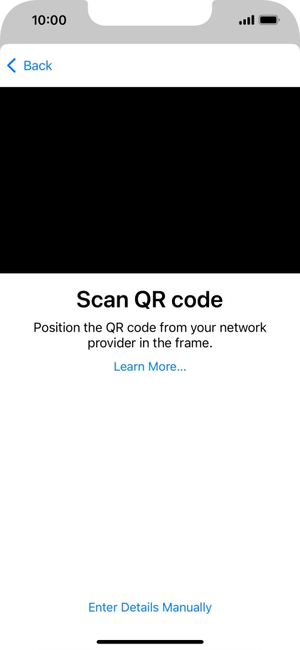 Place the QR code you've received inside the phone camera frame to scan the code. Your eSIM is transferred to your new phone over the internet.