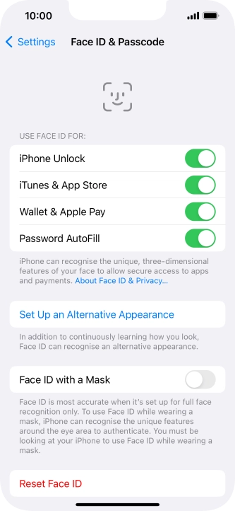 Press the indicators next to the required settings to turn them on or off. Press the indicators next to the required settings to turn them on or off.
