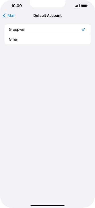 Press the required email account to select the email account as your default account.
