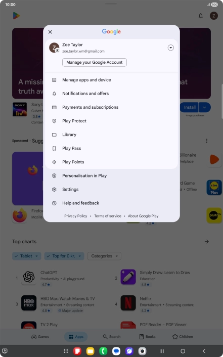Press Manage apps and device. Press Manage apps and device.