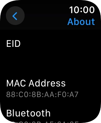 Your Apple Watch EID number is displayed below EID. Your Apple Watch EID number is displayed below EID.