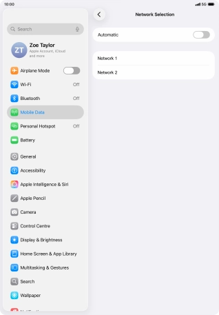 If you turn off the function, press the required network.
