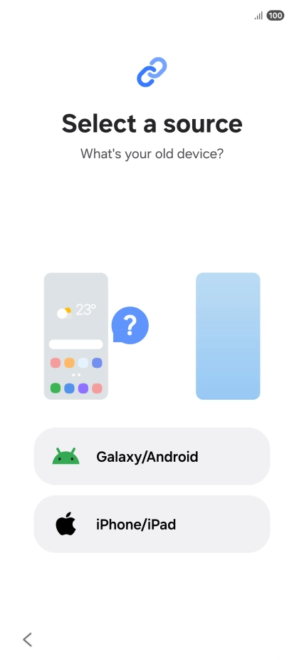 Press the required setting and follow the instructions on the screen to transfer the content from another phone.