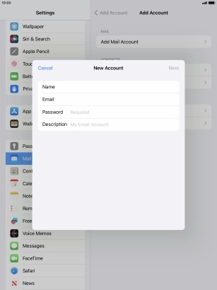 Press Password and key in the password for your email account. Press Password and key in the password for your email account.