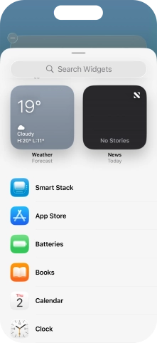 Press the required widget. Press the required widget.