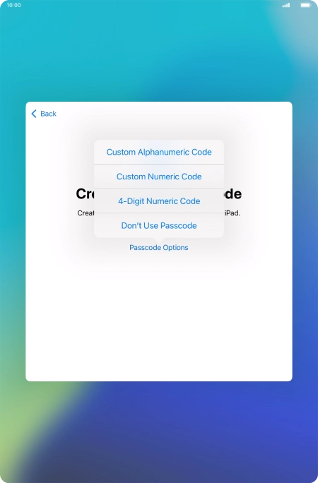 Follow the instructions on the screen to turn on use of lock code or press Don't Use Passcode. Follow the instructions on the screen to turn on use of lock code or press Don't Use Passcode.