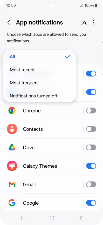 Press the required setting. Press the required setting.