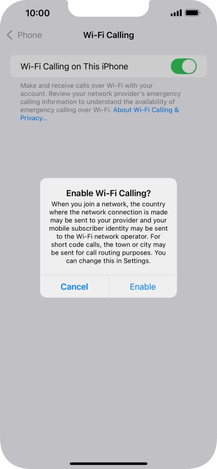 If you turn on the function, press Enable. If you turn on the function, press Enable.