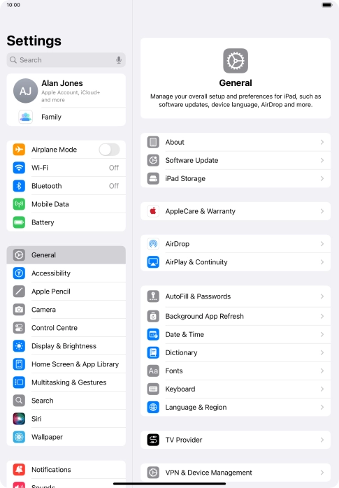 Press Mobile Data.