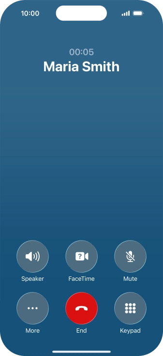 Press the end call icon to end the call and return to the home screen. Press the end call icon to end the call and return to the home screen.