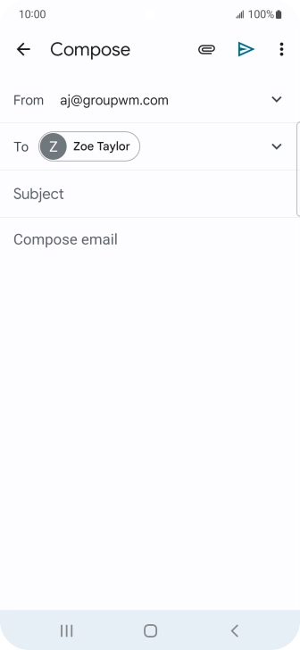 Press Subject and key in the subject for the email message.