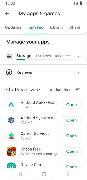Press the required app.