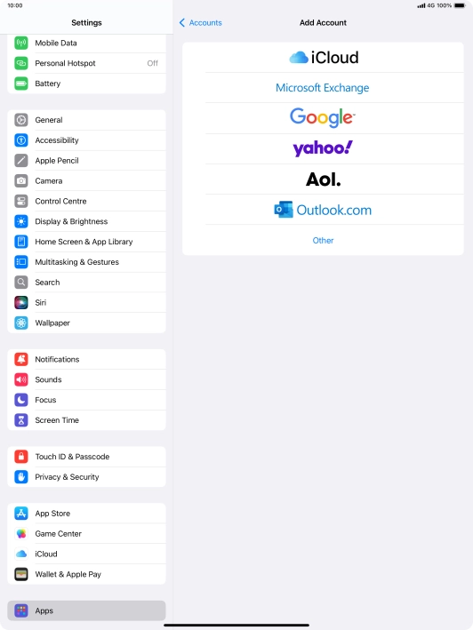 Press Microsoft Exchange.