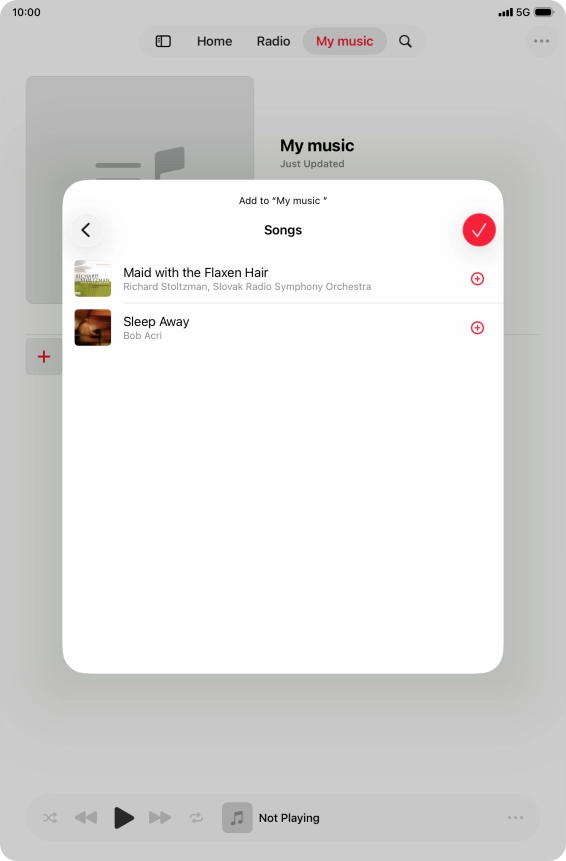 Go to the required category and press the add icon next to the required audio file.