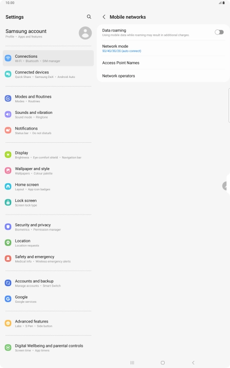 Press Network mode.
