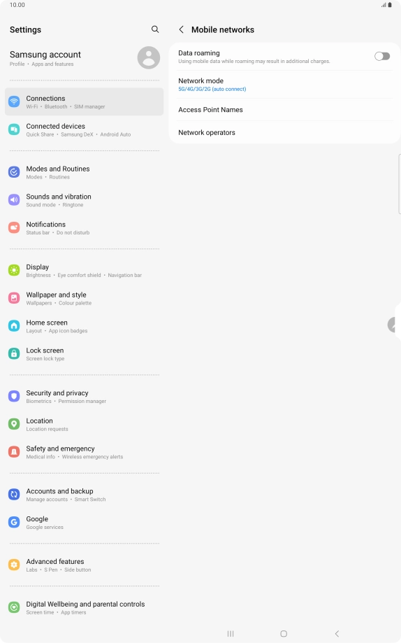 Press Network mode.