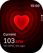 Your current heart rate is displayed below Current. Your current heart rate is displayed below Current.