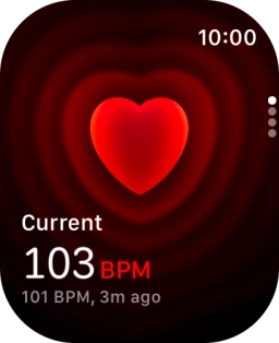 Your current heart rate is displayed below Current. Your current heart rate is displayed below Current.