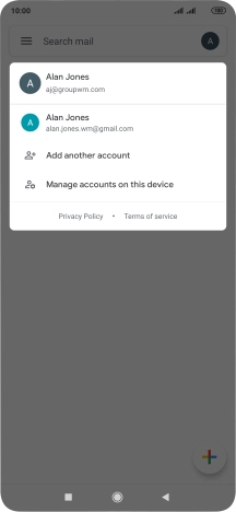 Press the required email account. Press the required email account.