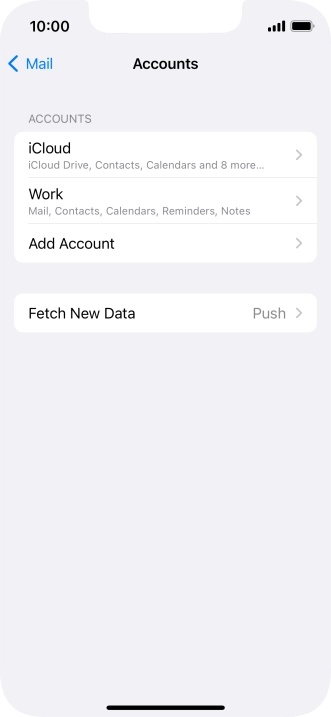 Press the name of the Exchange email account you've just set up.