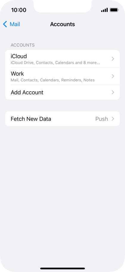 Press the name of the Exchange email account you've just set up.