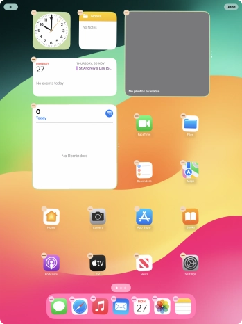 Press the home screen icon. Press the home screen icon.