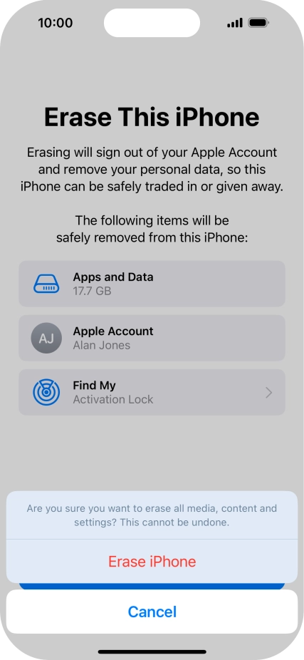 Press Erase iPhone.