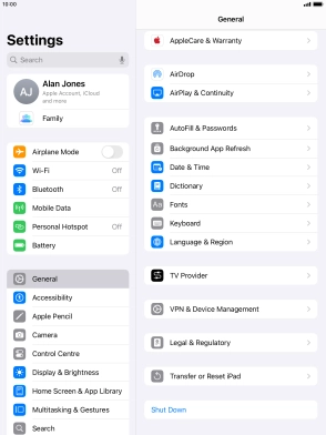 Press Transfer or Reset iPad.