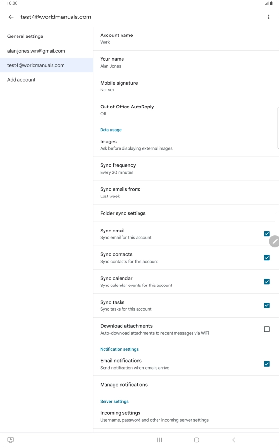 Press Account name and key in the required name. Press Account name and key in the required name.