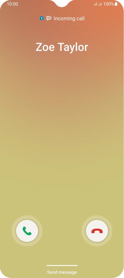Press and drag the accept call icon right. Press and drag the accept call icon right.