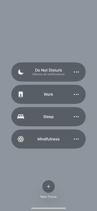 Press the required focus mode to activate or deactivate it immediately. Press the required focus mode to activate or deactivate it immediately.