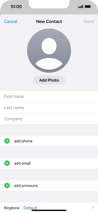Press First name and key in the first name. Press First name and key in the first name.