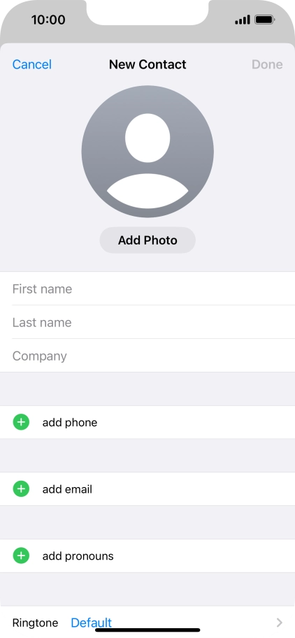 Press First name and key in the first name. Press First name and key in the first name.