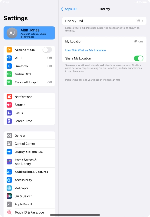 Press Find My iPad. Press Find My iPad.