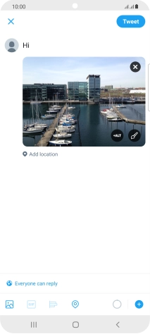 Write the required text and press Tweet. Write the required text and press Tweet.