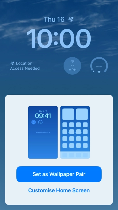 To use the same colour theme on the home screen, press Set as Wallpaper Pair.