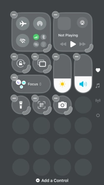 Press Add a Control and follow the instructions on the screen to add the required function to Control Centre.